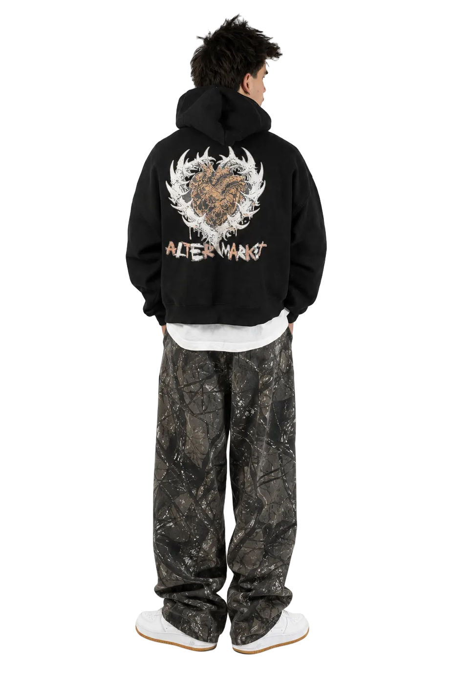 Hearts and Bones Hoodie - Jet Black