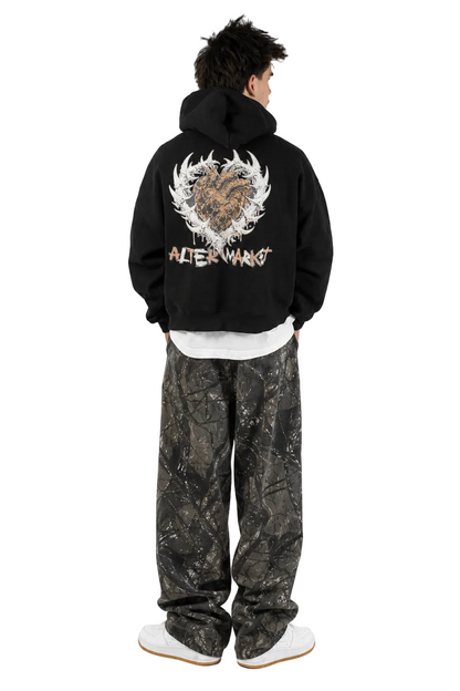 Hearts and Bones Hoodie - Jet Black