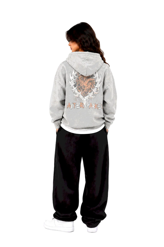 Hearts and Bones Hoodie - Heather Grey